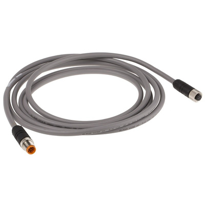 Alpha Wire, Alpha Connect Series, Straight M12 to Straight M12 Cordset, 8 Core 3m Cable