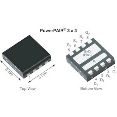 Dual N-Channel MOSFET, 30 A, 30 V, 8-Pin PowerPAIR 3 x 3 Vishay Siliconix SiZ348DT-T1-GE3