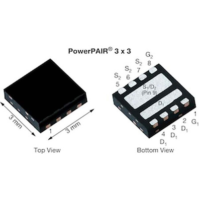 Dual N-Channel MOSFET, 69.7 A, 30 V, 8-Pin PowerPAIR 3 x 3 Vishay SiZ340ADT-T1-GE3