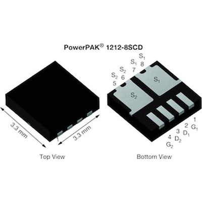 Dual N-Channel MOSFET, 101 A, 30 V, 8-Pin PowerPAK 1212-8SCD Vishay SISF06DN-T1-GE3
