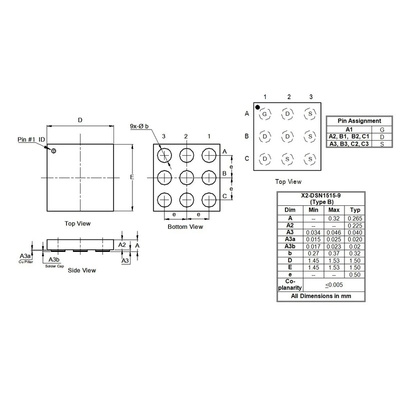 P-Channel MOSFET, 5.2 A, 20 V X2-DSN1515-9 Diodes Inc DMP2541UCP9-7