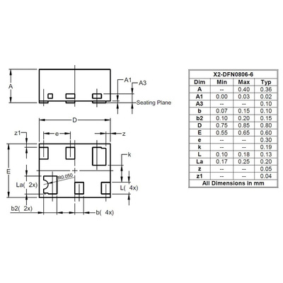 P-Channel MOSFET, 350 mA, 20 V X2-DFN0806-6 Diodes Inc DMP22D5UDA-7B