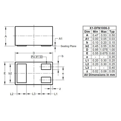 P-Channel MOSFET, 990 mA, 20 V X1-DFN1006-3 Diodes Inc DMP2900UFB-7B