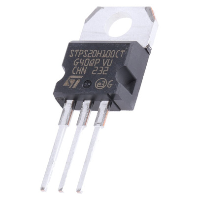STMicroelectronics 100V 20A, Dual Schottky Diode, 3-Pin TO-220AB STPS20H100CT
