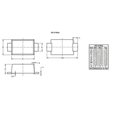 Diodes Inc 1000V Rectifier & Schottky Diode, DO-219AA FRS1ME