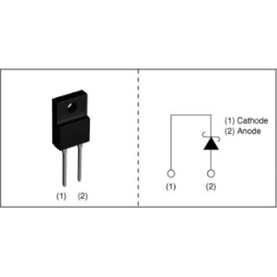 ROHM 650V 15A, SiC Schottky Diode, 2-Pin TO-220FM SCS215AMC