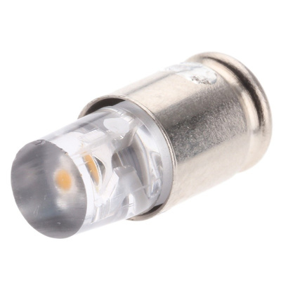 LED Reflector Bulb, Midget Groove, White, Single Chip, 4.9mm dia., 24 → 28V dc