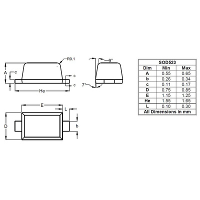 Diodes Inc T12S5A-7, Uni-Directional TVS Diode SOD523