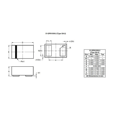 Diodes Inc D4V7S1US2SLP-7B, Uni-Directional TVS Diode X1-DFN1006-2