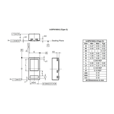 Diodes Inc D5V0S1U2LP1608A-7, TVS Diode U-DFN1608-2