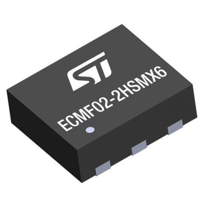 STMicroelectronics ECMF02-2HSMX6, Dual-Element Uni-Directional TVS Diode, 6-Pin μQFN