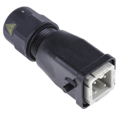 Han A Cable Mount Connector Connector Insert, Male, 3 Way, 10.0A, 230.0 V, 400.0 V