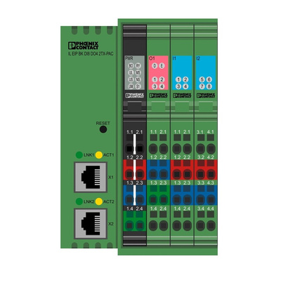 Phoenix Contact IL EIP BK DI8 DO4 2TX-PAC Series Bus Coupler for Use with EtherNet/IP Protocol, Digital, Digital