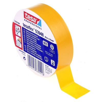 Tesa Tesaflex 53948 Yellow PVC Electrical Tape, 19mm x 25m