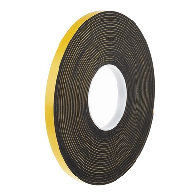 RS PRO Black Foam Tape, 12mm x 10m, 3mm Thick