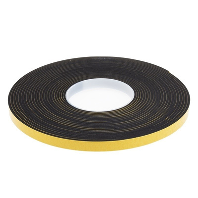 RS PRO Black Foam Tape, 12mm x 10m, 3mm Thick