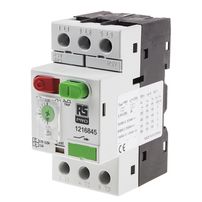 RS PRO 0.16 → 0.25 A Motor Protection Circuit Breaker