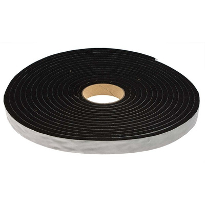RS PRO Black Foam Tape, 25mm x 10m, 10mm Thick