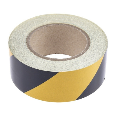 RS PRO Black/Yellow High Visibility Tape 50mm x 25m