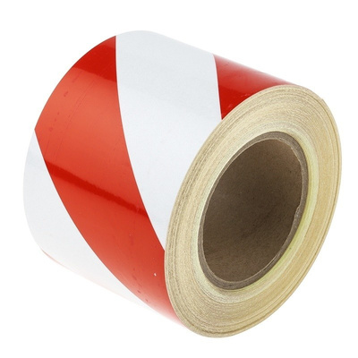 RS PRO Red/White High Visibility Tape 100mm x 25m