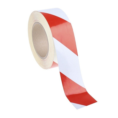 RS PRO Red/White High Visibility Tape 50mm x 25m