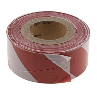 JSP Red/White PE 500m Non-adhesive Barrier Tape, 70mm x