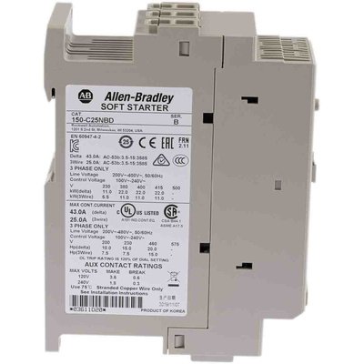 Allen Bradley Soft Starter, Soft Start, 11 kW, 460 V ac, 3 Phase, IP2X