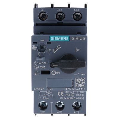 Siemens 10 → 16 A SIRIUS Motor Protection Circuit Breaker, 20 → 690 V