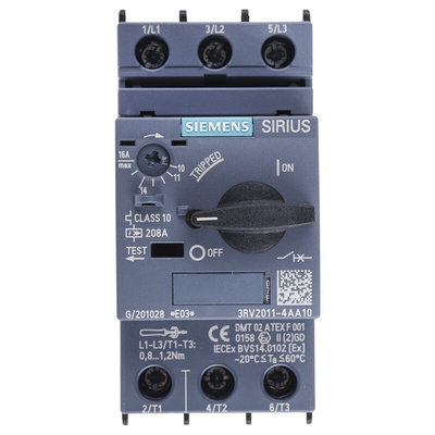 Siemens 10 → 16 A SIRIUS Motor Protection Circuit Breaker, 20 → 690 V