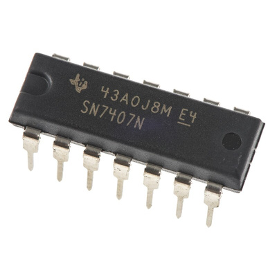 Texas Instruments SN7407N Hex-Channel Buffer & Line Driver, Open Collector, 14-Pin PDIP