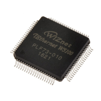 WIZnet Inc W5100, Ethernet Controller, 100Mbps MII, SPI, 3.3 V, 80-Pin LQFP