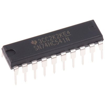 Texas Instruments SN74HC541N Octal-Channel Buffer & Line Driver, 3-State, 20-Pin PDIP