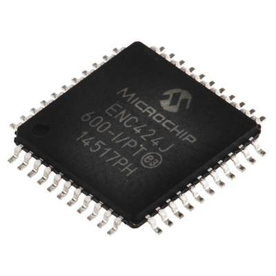 Microchip ENC424J600-I/PT, Ethernet Controller, 10Mbps MII, MIIM, Serial-SPI, 3.3 V, 44-Pin TQFP