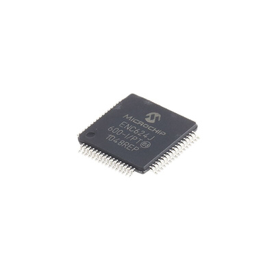 Microchip ENC624J600-I/PT, Ethernet Controller, 10Mbps MII, MIIM, Serial-SPI, 3.3 V, 64-Pin TQFP
