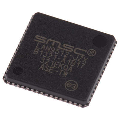 Microchip LAN9512-JZX, Ethernet Controller, 10Mbps, 3.3 V, 64-Pin QFN