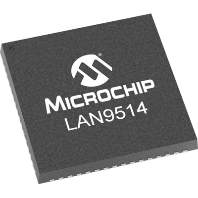 Microchip LAN9514-JZX, Ethernet Controller, 1.5Mbps, USB, 3.3 V, 64-Pin QFN