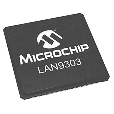 Microchip LAN9303I-ABZJ, Ethernet Switch IC, 200Mbps MII,RMII, Turbo MII, 3.3 V, 56-Pin QFN