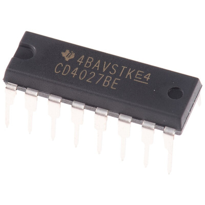 Texas Instruments CD4027BE Dual JK Type Flip Flop IC, 16-Pin PDIP