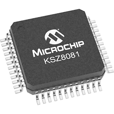Microchip , 1-Channel Ethernet Transceiver 48-Pin LQFP, KSZ8081MLXIA