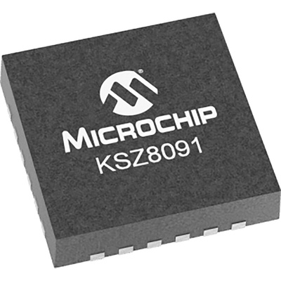 Microchip , 1-Channel Ethernet Transceiver 32-Pin QFN, KSZ8091RNBCA