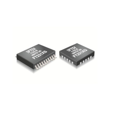 FTDI Chip FT231XQ-T, USB Controller, USB 2.0, 5.5 V, 20-Pin QFN