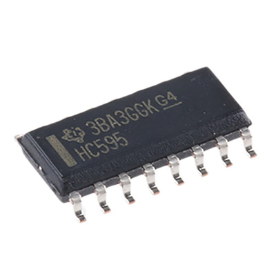 Texas Instruments SN74HC595DR 8-stage Surface Mount Shift Register HC, 16-Pin SOIC
