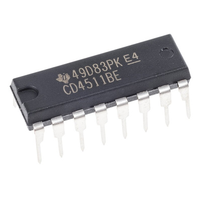 Texas Instruments CD4511BE, Decoder, 16-Pin PDIP