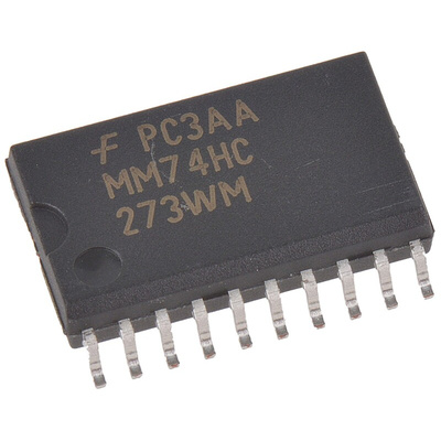 onsemi MM74HC273WMX Octal D Type Flip Flop IC, LSTTL, 20-Pin SOIC