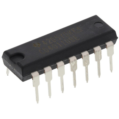Texas Instruments CD4011UBE, Quad 2-Input NAND Logic Gate, 14-Pin PDIP