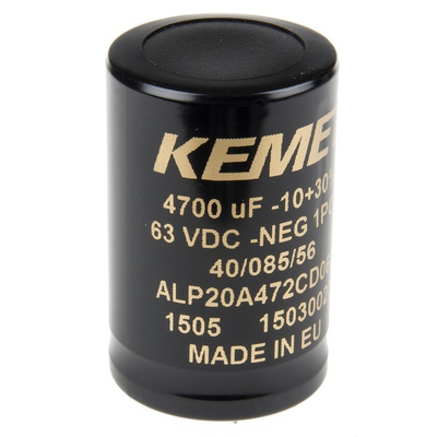 KEMET 4700μF Electrolytic Capacitor 63V dc, Through Hole - ALP20A472CD063