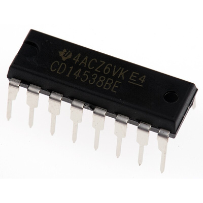 Texas Instruments CD14538BE, Dual Monostable Multivibrator, 16-Pin PDIP