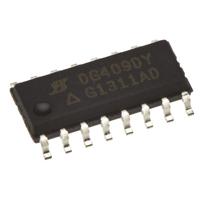 Vishay DG409DY-E3 Analogue Switch Dual 4:1 15 V, 18 V, 24 V, 28 V, 16-Pin SOIC