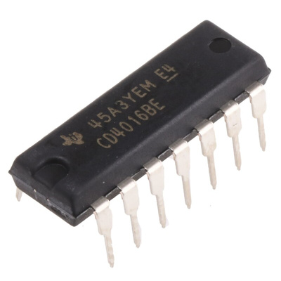 Texas Instruments CD4016BE Analogue Switch Quad SPST 10 V, 15 V, 5 V, 14-Pin PDIP