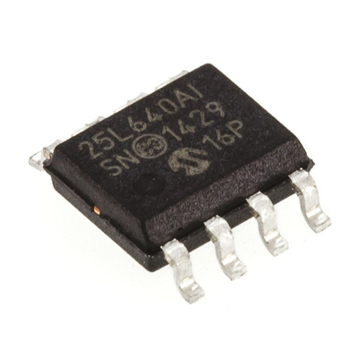 Microchip 25LC640A-I/SN, 64kbit Serial EEPROM Memory, 100ns 8-Pin SOIC Serial-SPI